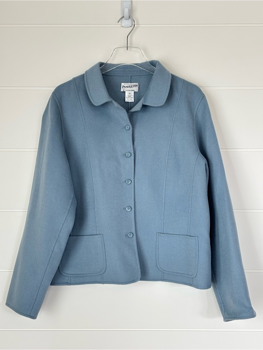 Vintage Pendleton Light Blue Merino Wool Button Front Coat Size Extra Large - Picture 3 of 14